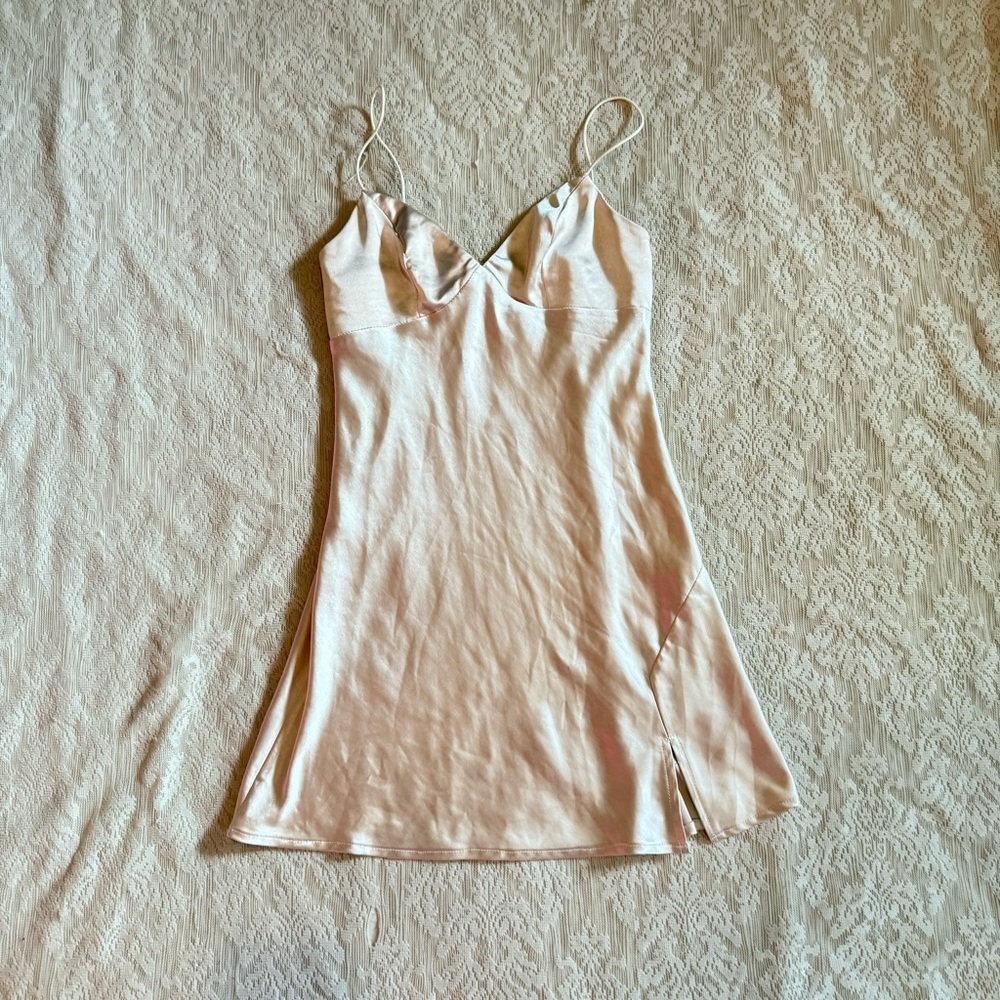 Princes Polly Stargazing satiny champagne slip dress - Picture 2 of 11